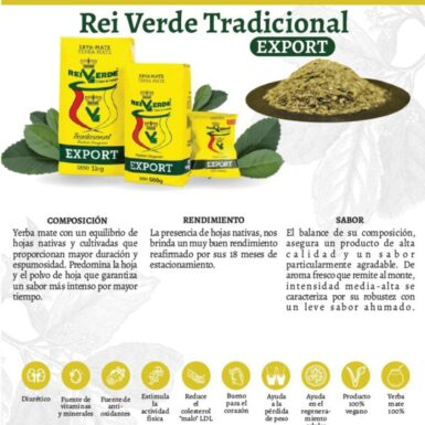 Yerba Mate - Rei Verde Tradicional 500g - Imagen 6